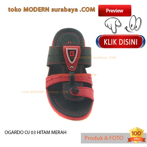 OGARDO OJ 03 HITAM MERAH sendal anak casual flip flop