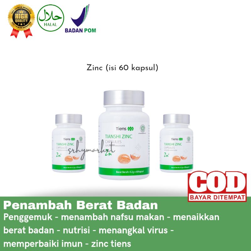 Zinc Tiens Penggemuk Badan Original