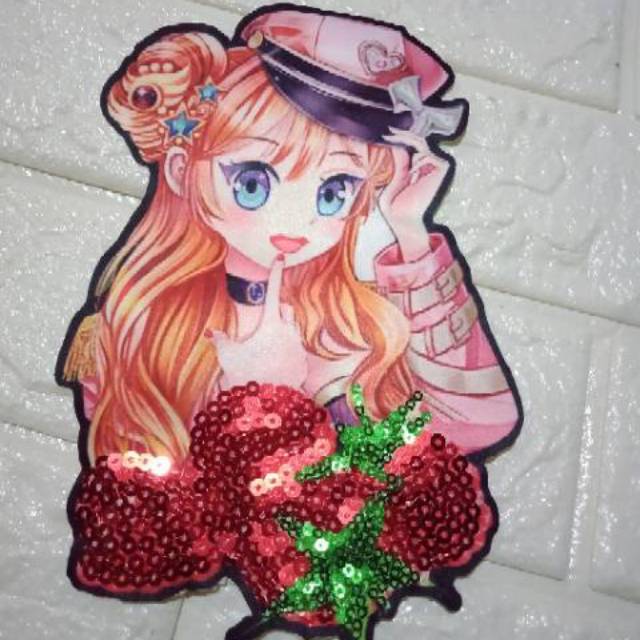 Aplikasi bordir patch GIRL ANIME LED MUSIK 20 cm import
