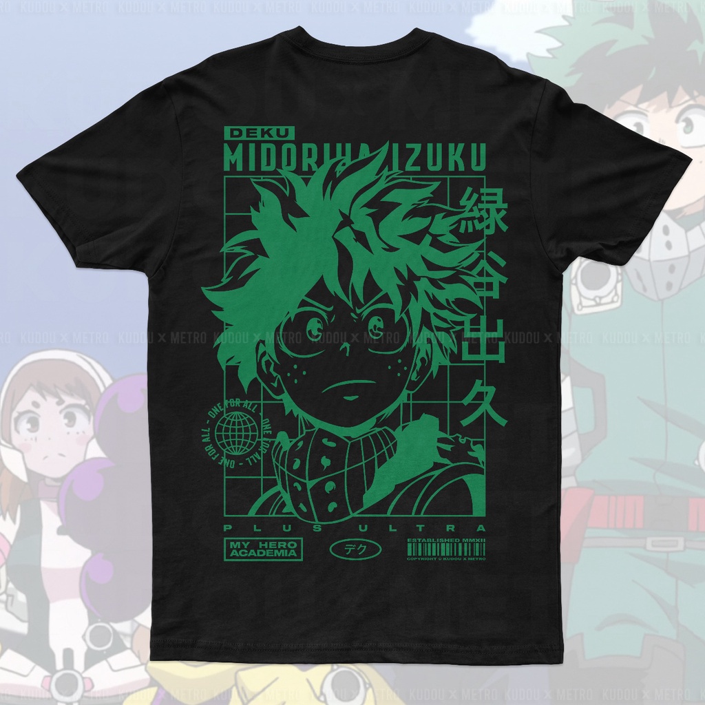 Tshirt Deku Quirks Black Anime Manga BNHA Boku No Hero My Hero Academia Premium Unisex