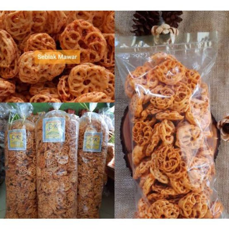 

kerupuk seblak mawar bantat pedas daun jeruk paket 3 bungkus
