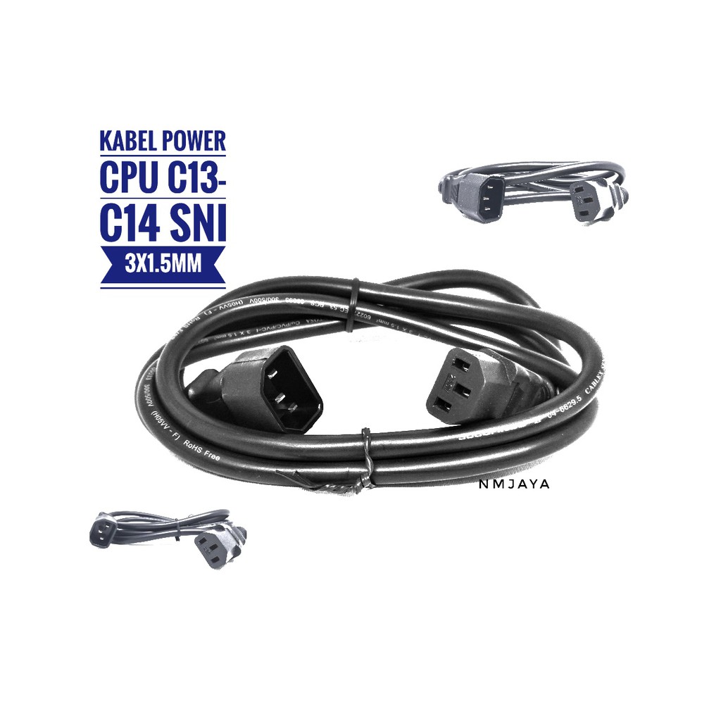 Kabel Power CPU Monitor 1.5Meter SNI inti 3x1.5mm murni C13 C14