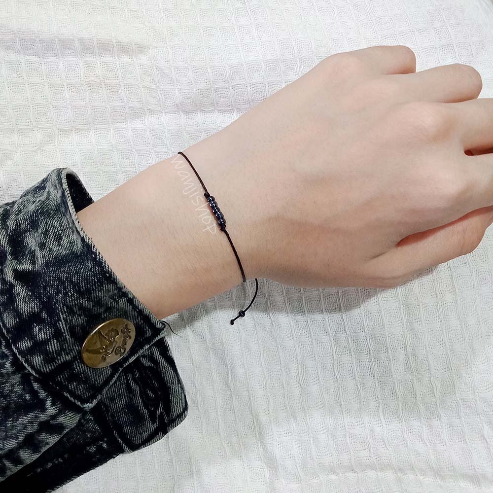 GT-08 Gelang Super SImple Cute TINY 5 BEADS blue black gunmetal silver gold