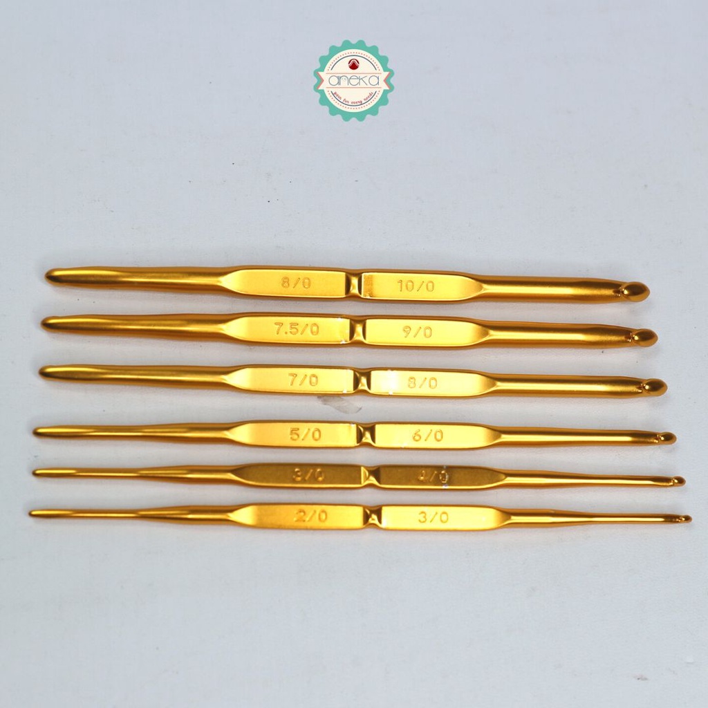 LUSIN (DOZEN) - Hakpen (Alat/Jarum Rajut) Tulip Gold / Double Pointed Crochet Hooks Alumunium