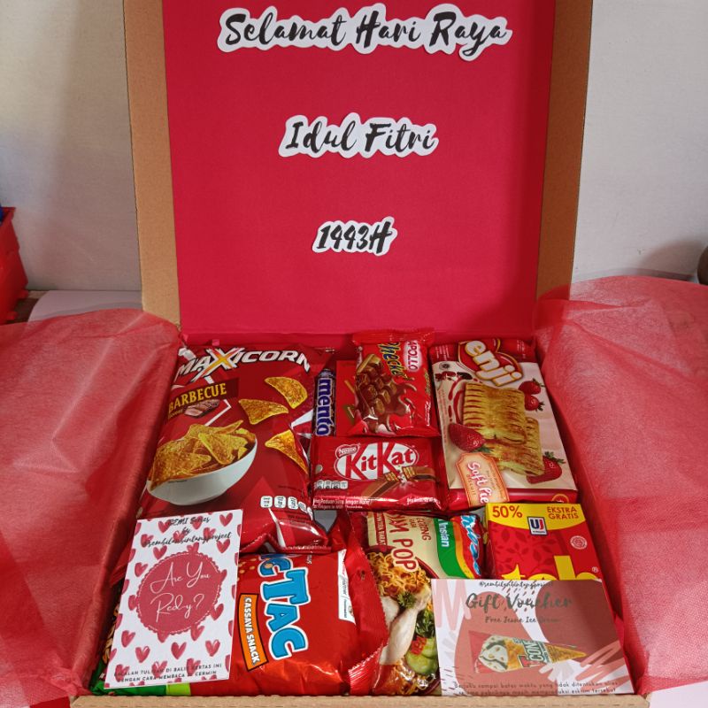 

[GEMI Series] Hampers Gift Box Snack Box with Games & Ucapan (Tanpa Foto) - Bisa Custom Warna (Kado ulang tahun/anniversary/wisuda)