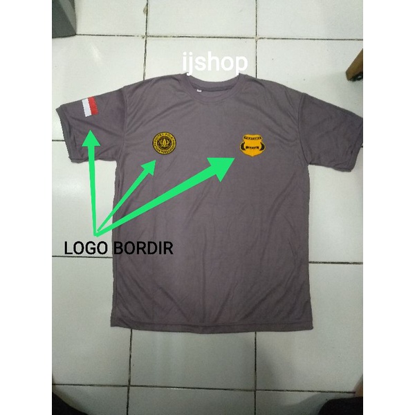 Kaos satpam coklat + logo mitra polri+logo gada+bendera dilengan