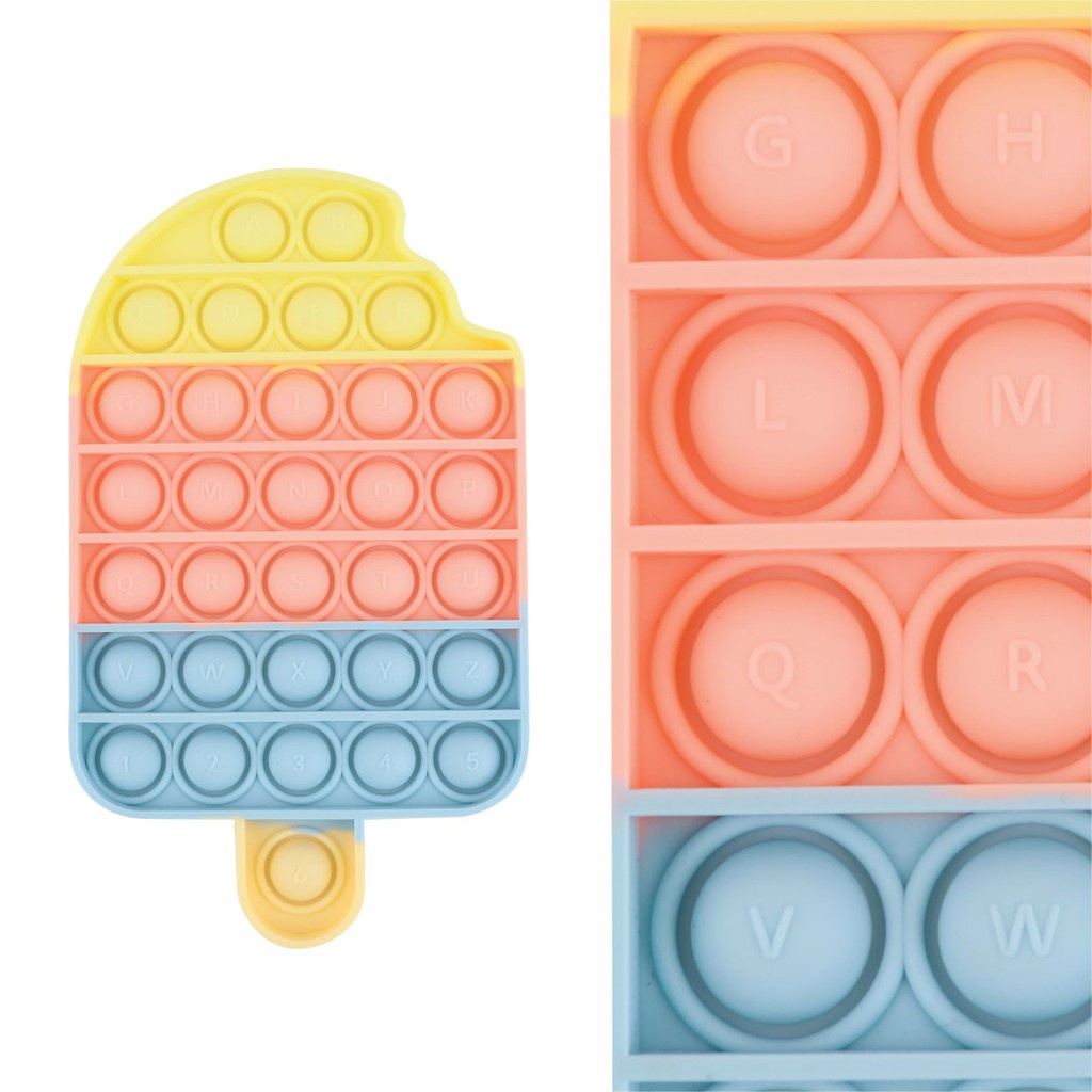 LYSASHOP -  Pop It BESAR AMONG US DINO UNICORN SEGIEMPAT JUMBO RAINBOW PUZZLE MAINAN EDUKASI ANAK-ICE CREAM STIK A - Z