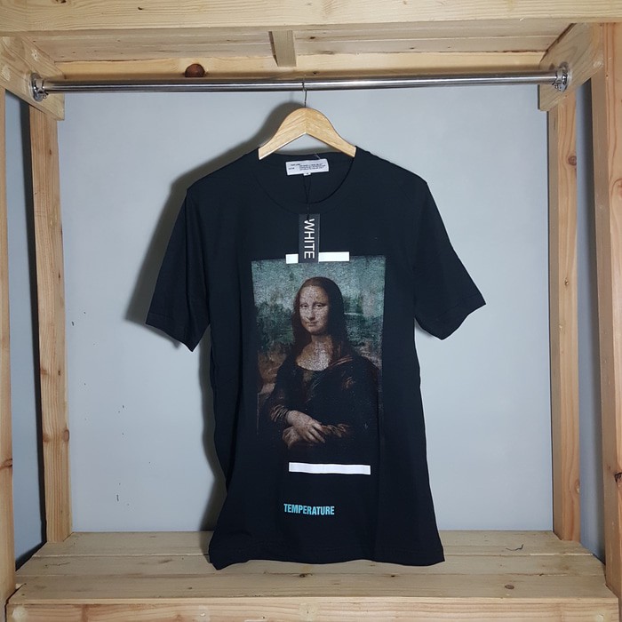 1024 KAOS / TSHIRT / BAJU DISTRO OFF WHITE MONALISA  BLACK PREMIUM