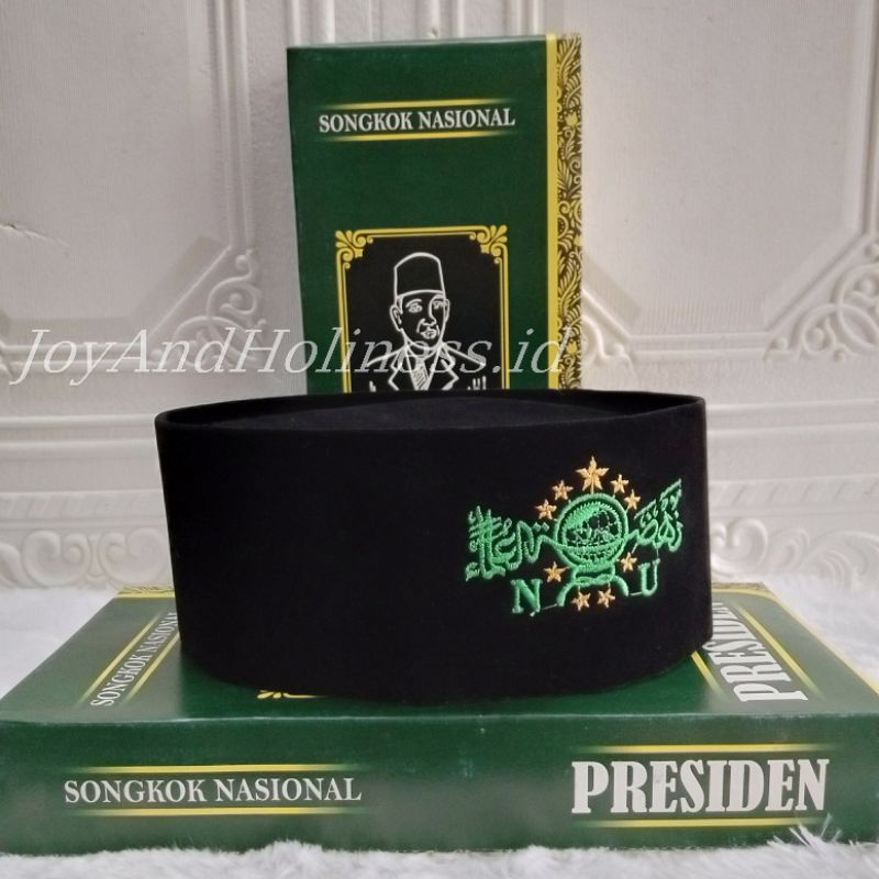 peci songkok kopiah hitam logo NU Hijau/presiden/hitam/songkok/NU Hijau/