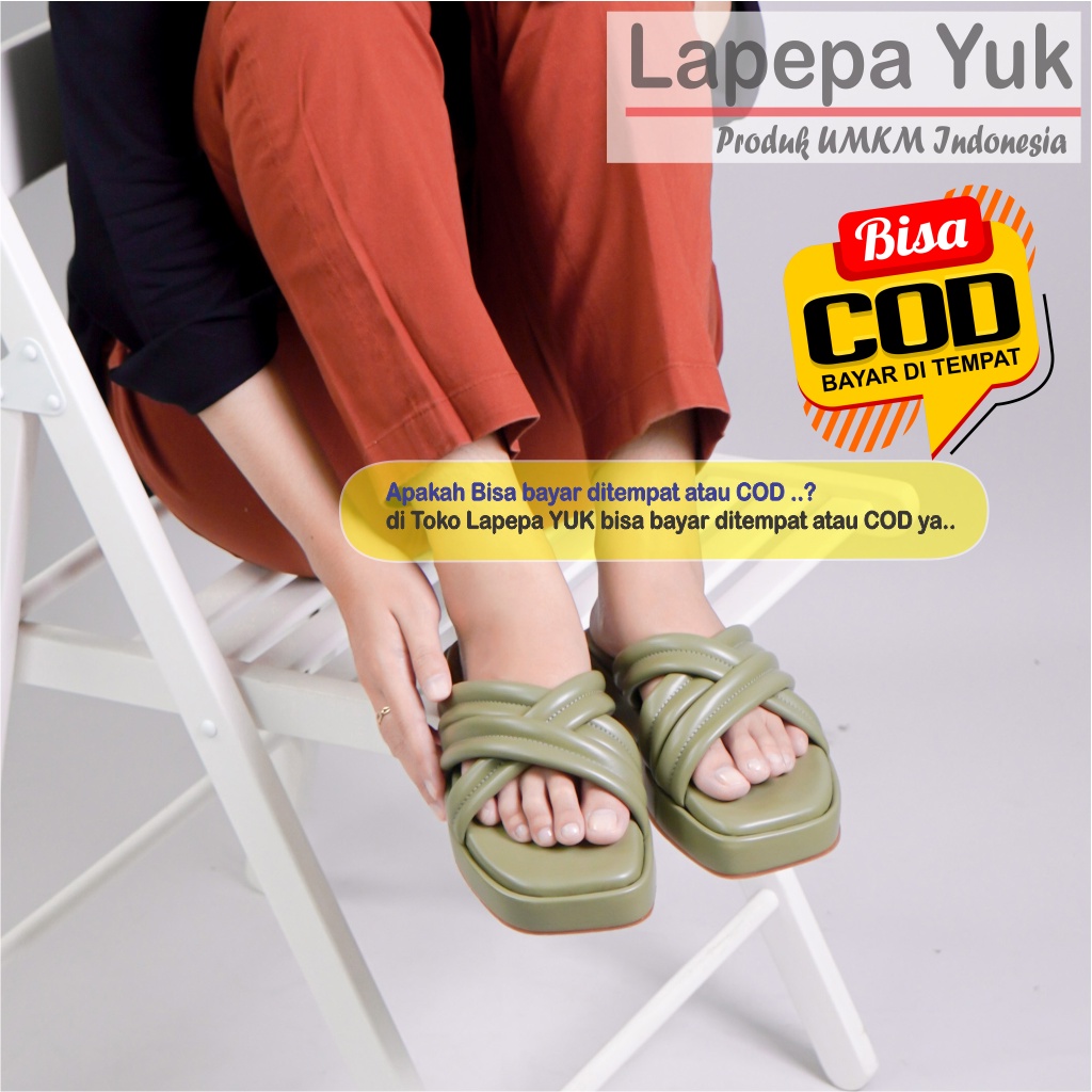 LAPEPA YUK - Sandal Wanita Wedges SHENNA ALL COLOR Sendal Cewek Platform Kondangan Hak Tinggi 3cm Model Silang 3 Size 36 37 38 39 40 Pergi Jalan Casual Santai Rumah Slop Warna Hitam Selop Premium Original Kekinian Terbaru Shoes ORI Mall Official Store