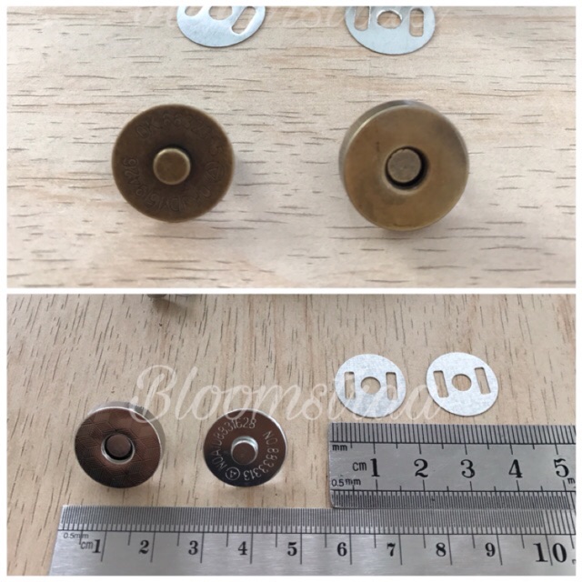 Magnet besi 18mm 1,8cm metal antique brass bakar ATG nikel nickle silver magnet tas besar