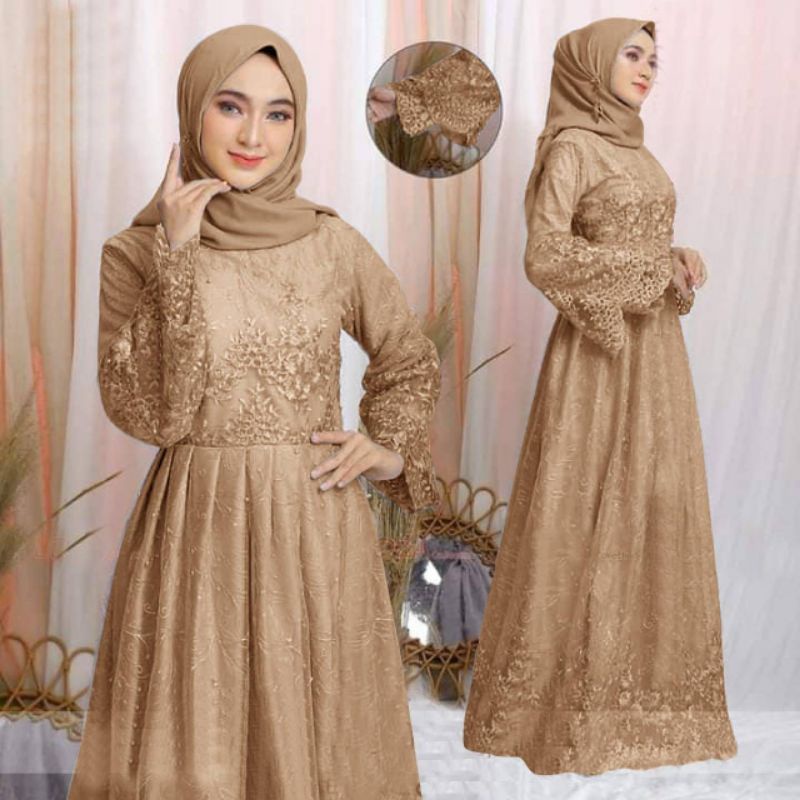 MAXI ARSY /GAMIS BRUKAT TILLE /GAMIS UNDANGAN /GAMIS LEBARAN /GAMIS KONDANGAN