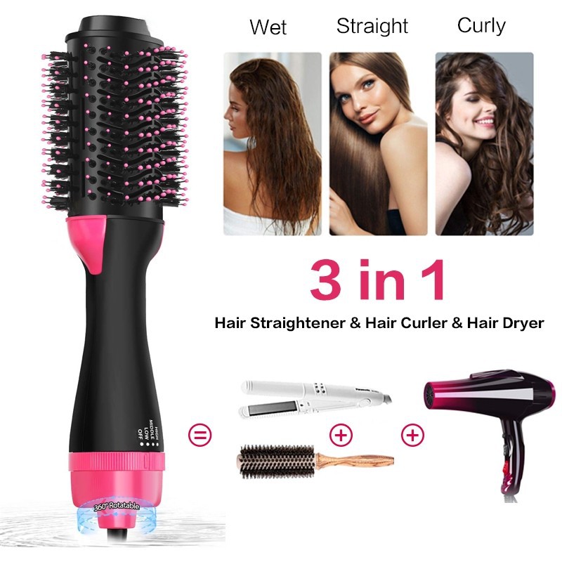 Blow Dryer 3 in 1 with comb and hair straightener or curler