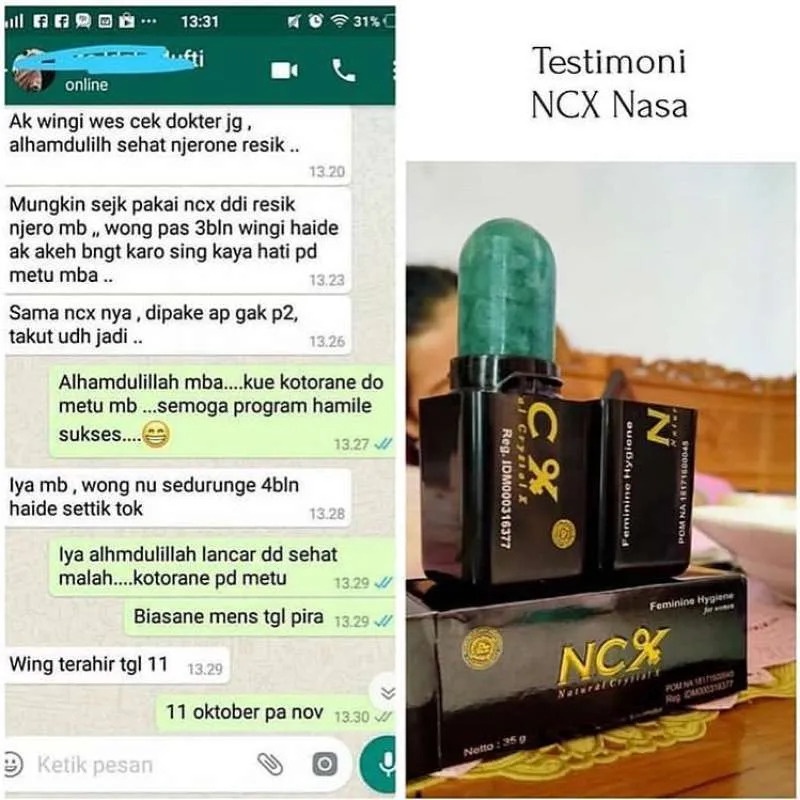 ]JF&gt; Crystal X ( NCX NASA ) Original BPOM Tulisan Timbul Laser Print Rapih Menjaga Organ Vital Wanit