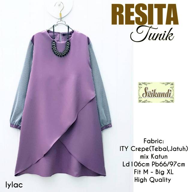 Resita Tunik Atasan muslim bahan ity crepe