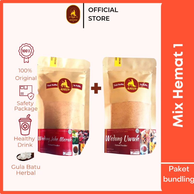 

Paket Wedang MIX HEMAT 1 ( Wedang Uwuh Ekstrak Instant Pouch + Wedang Jahe Merah Ekstrak Pouch) "RADJA" - Oleh Oleh Khas Jogja