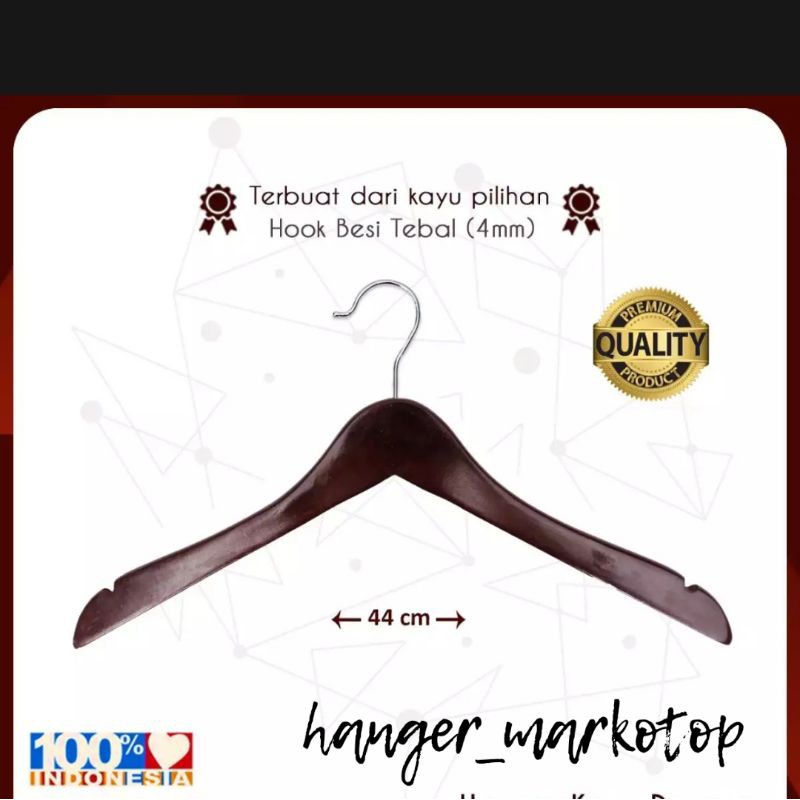 hanger kayu ( Wood ) warna coklat / gantungan baju