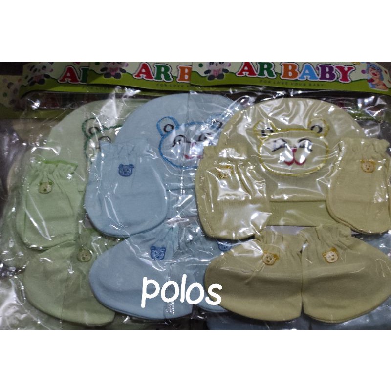 1 set topi bayi 3 in 1 topi+sarung tangan+sarung kaki