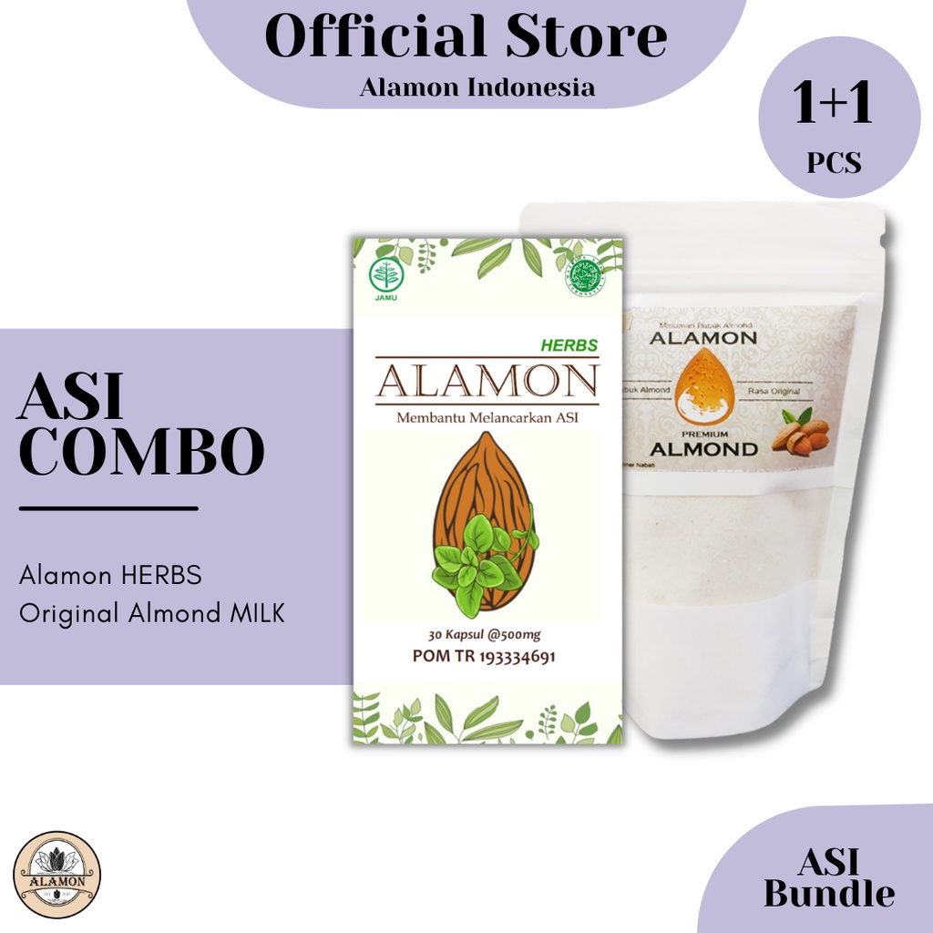 Alamon Milk / KOMBO ASI Booster Ampuh / Kapsul Herbs + Susu Almond