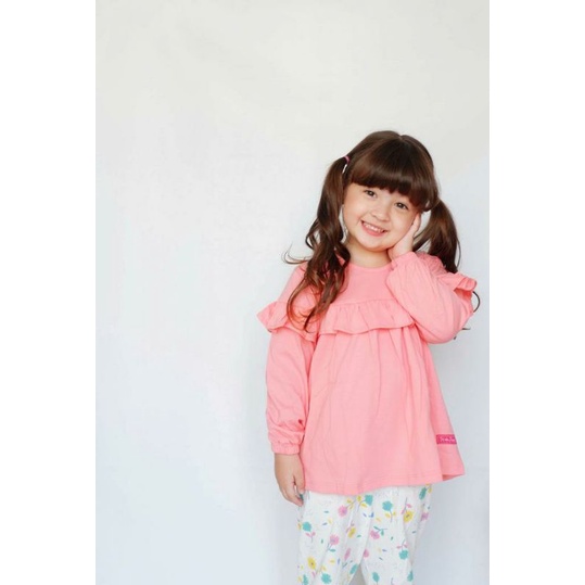 setelan piyama anak perempuan baju tidur anak cewe piyama anak panjang daily ruffle legging flowkids