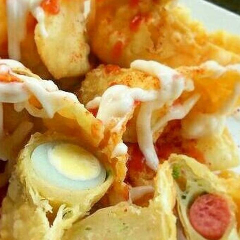 

pangsit mayo sosis dan telor
