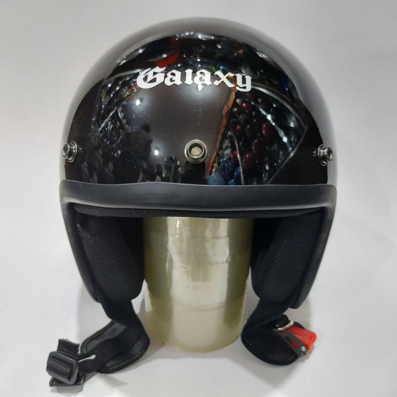 Helm Bogo Full Leher Polos Hitam Gloss Galaxy