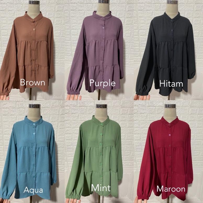 BLOUSE RAYON CRINKLE 385 ATASAN JUMBO KANCING BUSUI KERAH KERJA NGANTOR CASUAL SANTAI MURAH PGMTA "S