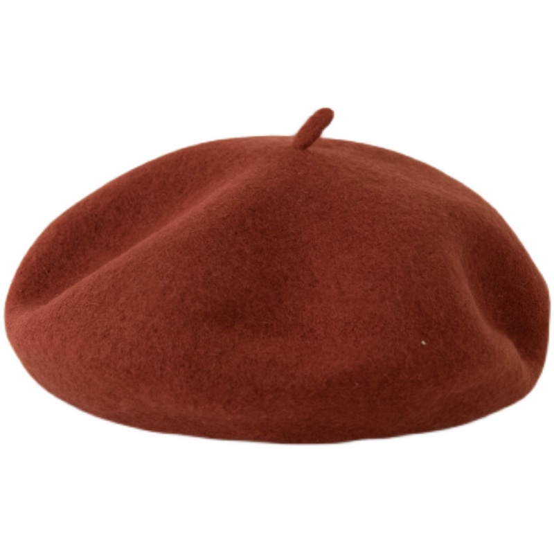 Topi Baret Bahan Wol Warna Polos Gaya Retro Simpel Untuk Wanita