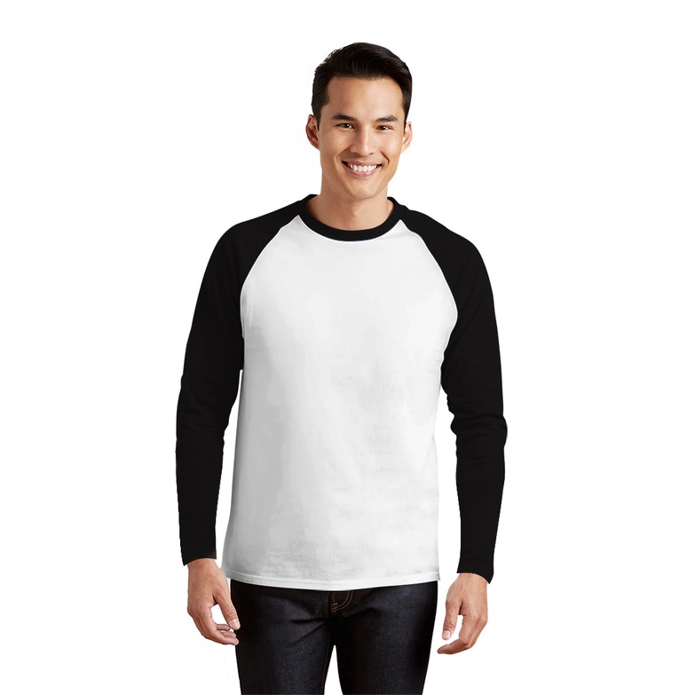 liso wear - Kaos Raglan Pria Lengan Panjang Polos Kombinasi Katun Premium Casual Trendy