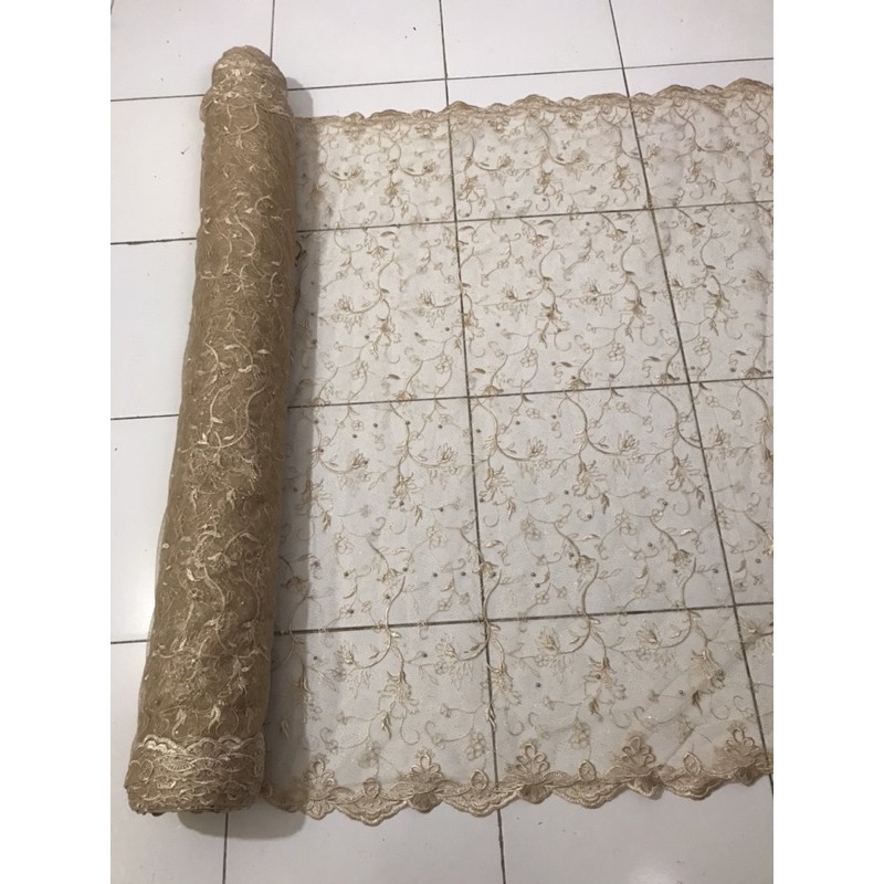 MURAH!!! Kan bahan tille akar mutiara bordir / bahan kebaya brokat.