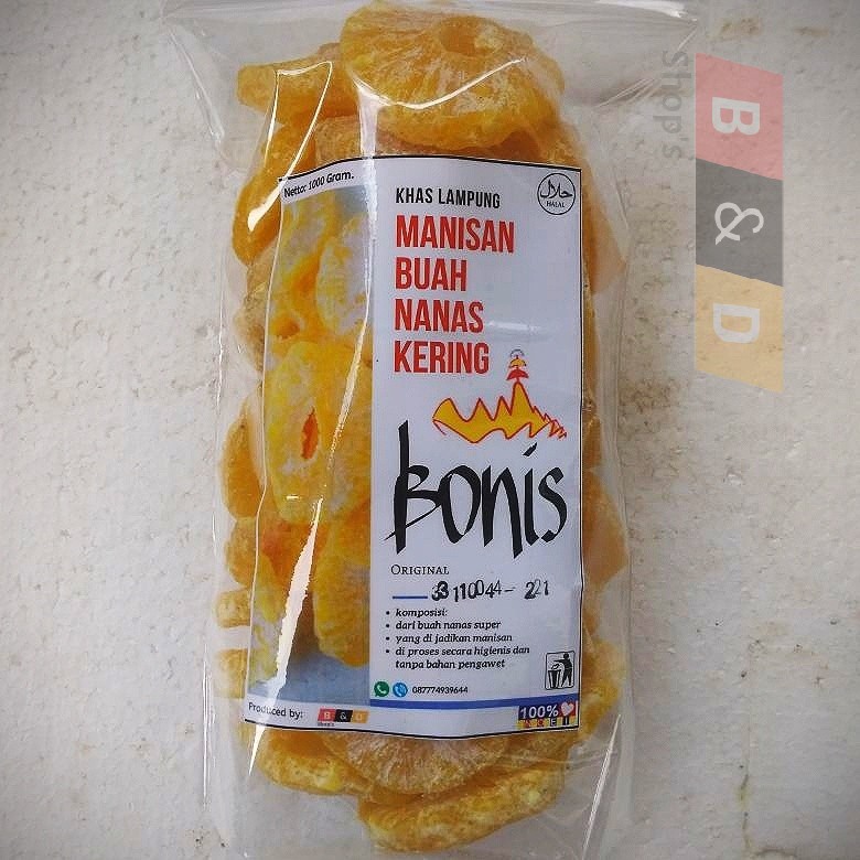 

BONIS. Manisan Buah Nanas Kering Khas Lampung Netto 250 Gram.