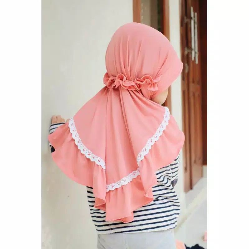 JILBAB ANAK KERUDUNG LUBNA USIA 0-3 TAHUN BAHAN JERSEY BALON ADEM TIDAK GERAH