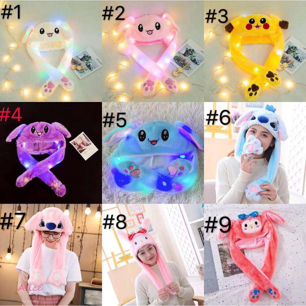 Bunny Hat Dancing Topi LED Cute Import Kelinci Tik ToK Kuping Bergerak Dengan LED Cap import