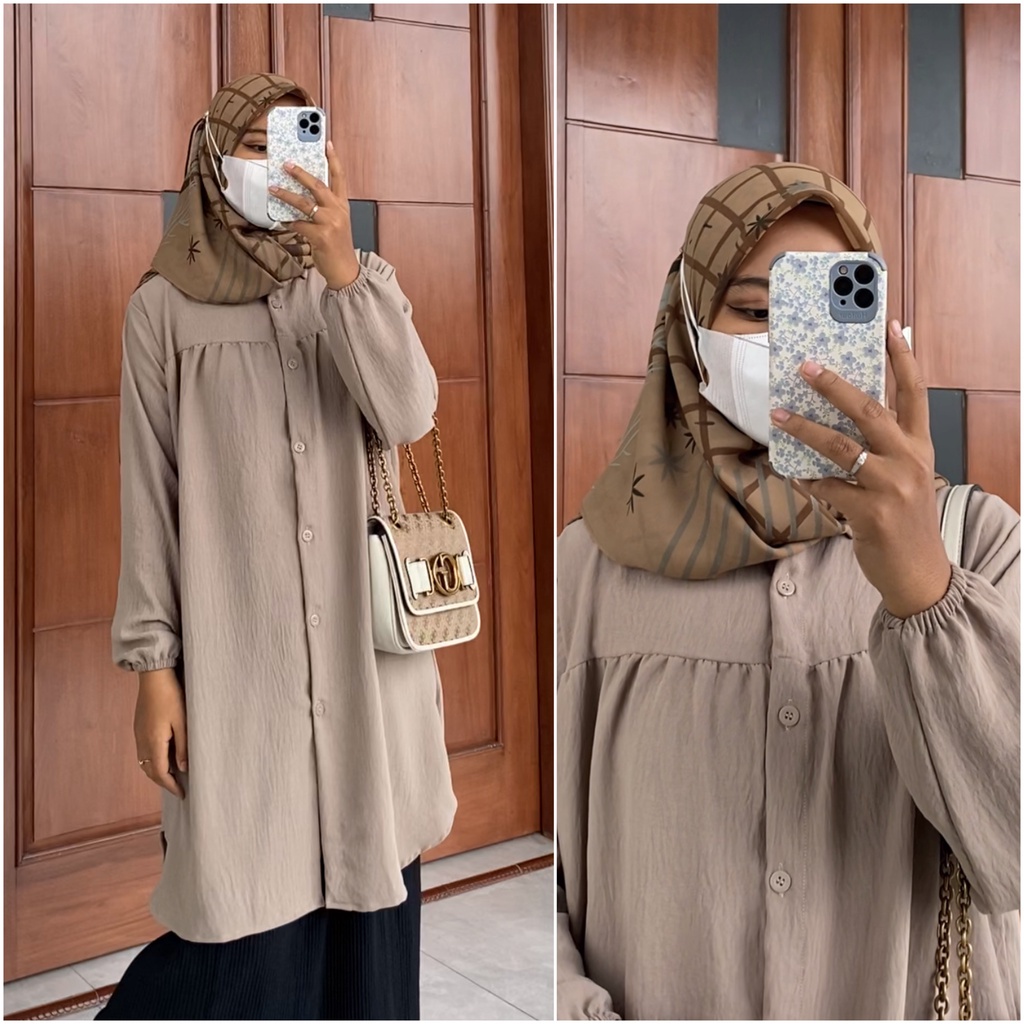 ALISYA tunik by ZALFA OUTFIT / tunik polos / kemeja panjang / Tunik crincle