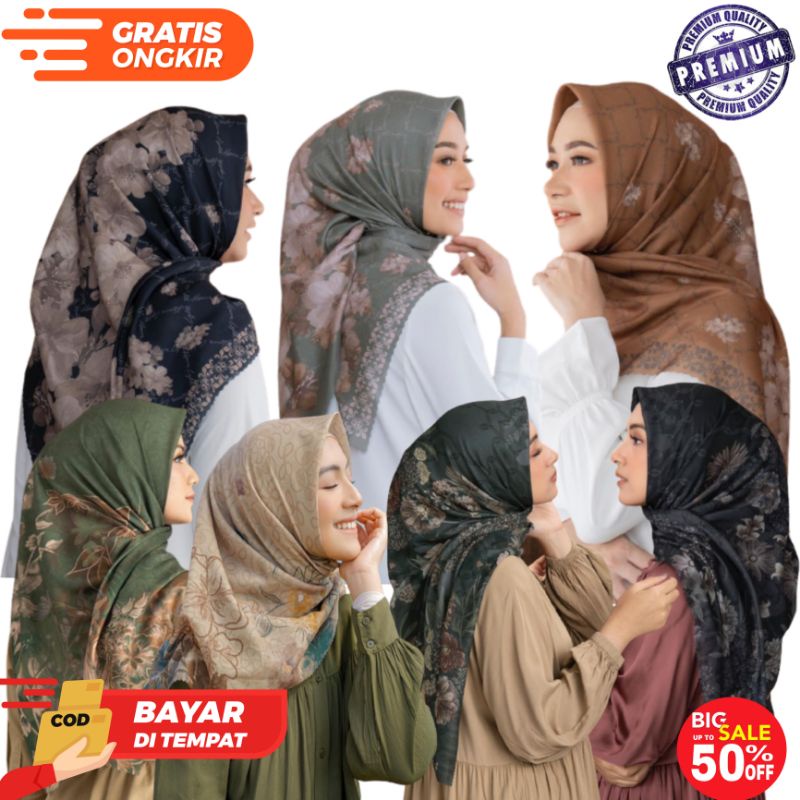 HIJAB SEGI EMPAT VOAL PREMIUM MOTIP LASER CUT   Jilbab SegiEmpat Motif  Kerudung paris 2023