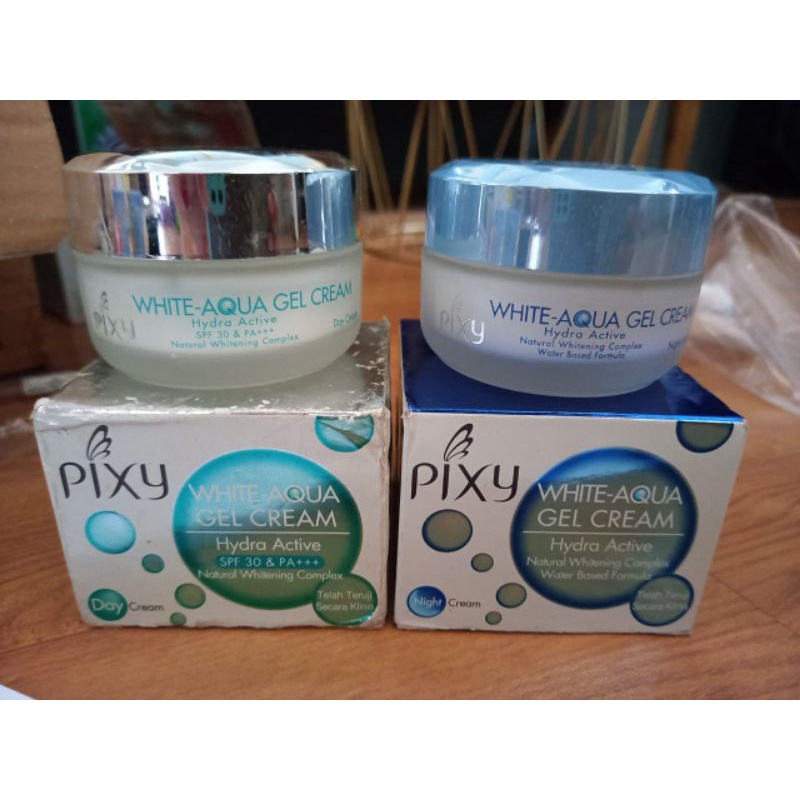 paket pixy white aqua gel krim siang & malam