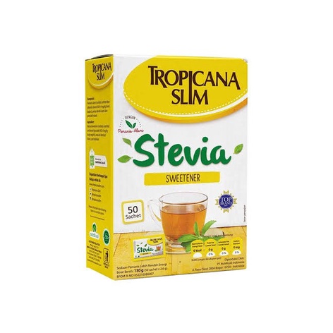 

TRADISIONALMINUMAN- TROPICANA SLIM STEVIA NATURAL SWEETENER 50SACHET X 2.6GRAM -MINUMAN-TRADISIONAL.