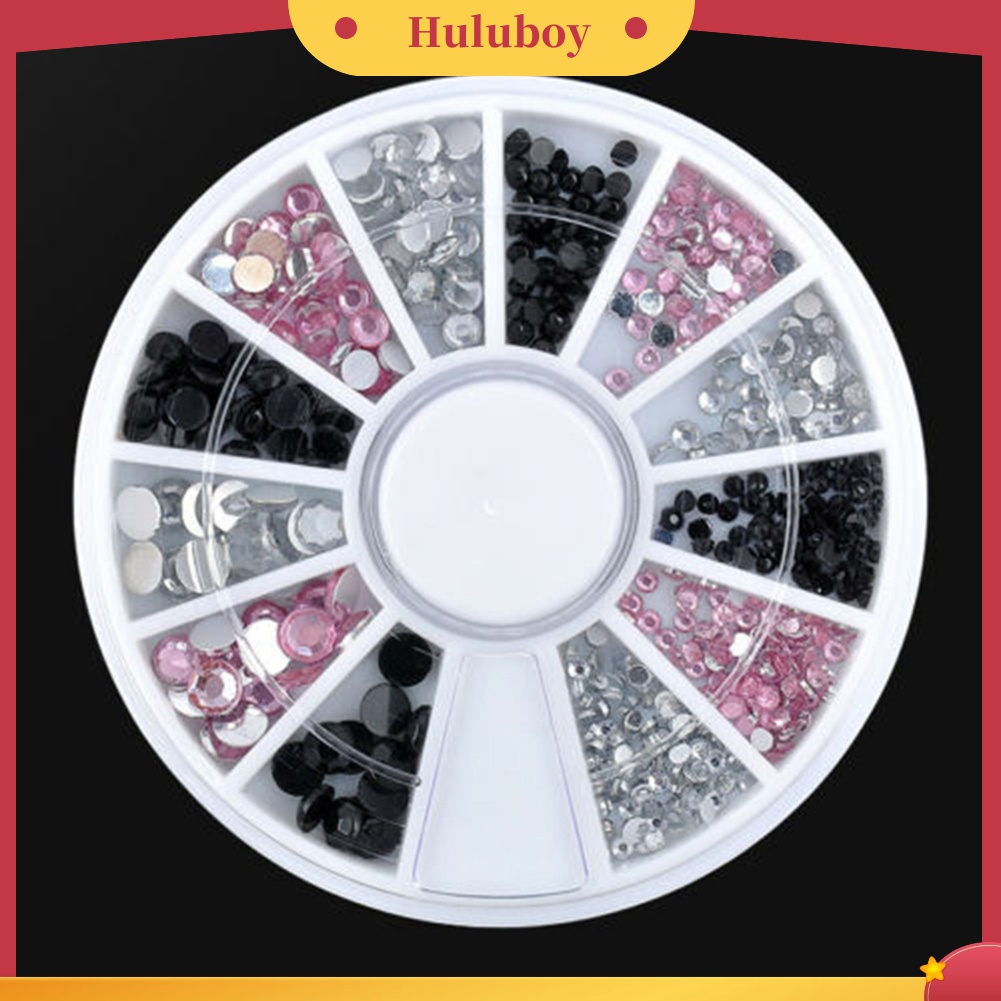 Huluboy Huluboy♡ 13 Sekat Roda Isi Berlian Imitasi Glitter 3D Untuk Dekorasi Manicure DIY