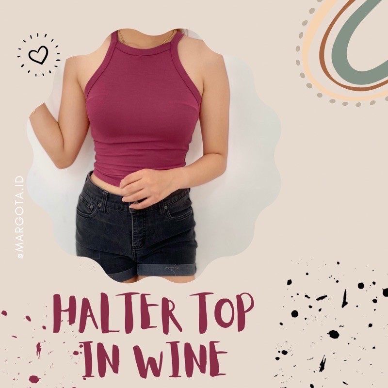 Margota Halter Top / Tank Top / Singlet tali / Inner / Daleman-Wine