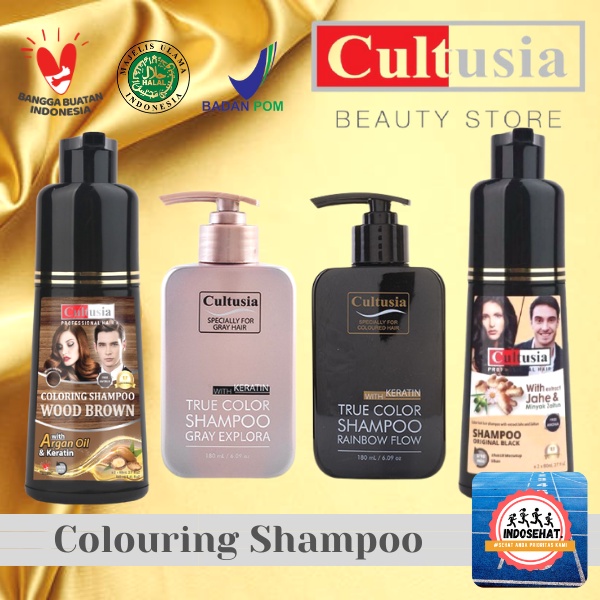 CULTUSIA TRUE COLOUR  GREY EXPLORA RAINBOW FLOW WOOD BROWN ORIGINAL BLACK SHAMPOO 180 ML - Shampoo Rambut Berwarna