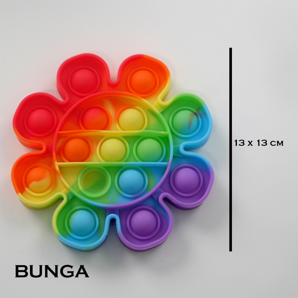 BUBBLE POP IT FIDGET TOY RAINBOW || MAINAN EDUKASI ANAK KARAKTER PUSH POP IT-BUNGA BESAR
