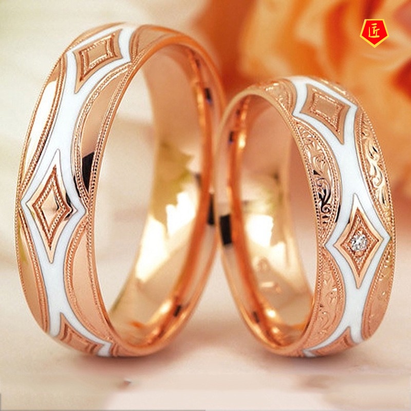[Ready Stock]Fashion Distinctive Rose Gold Inlaid Ceramic Ring