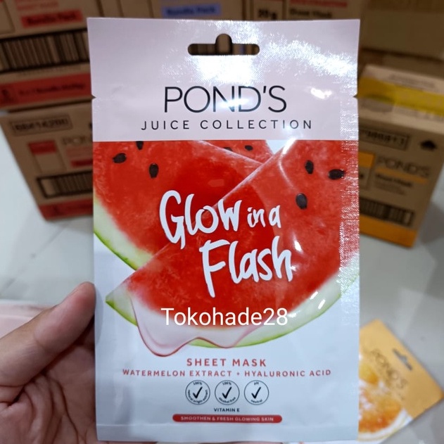 Pond's Juice Collection Sheet Mask Watermelon Orange Aloevera 20gr Ponds Glow in a Flash Mask