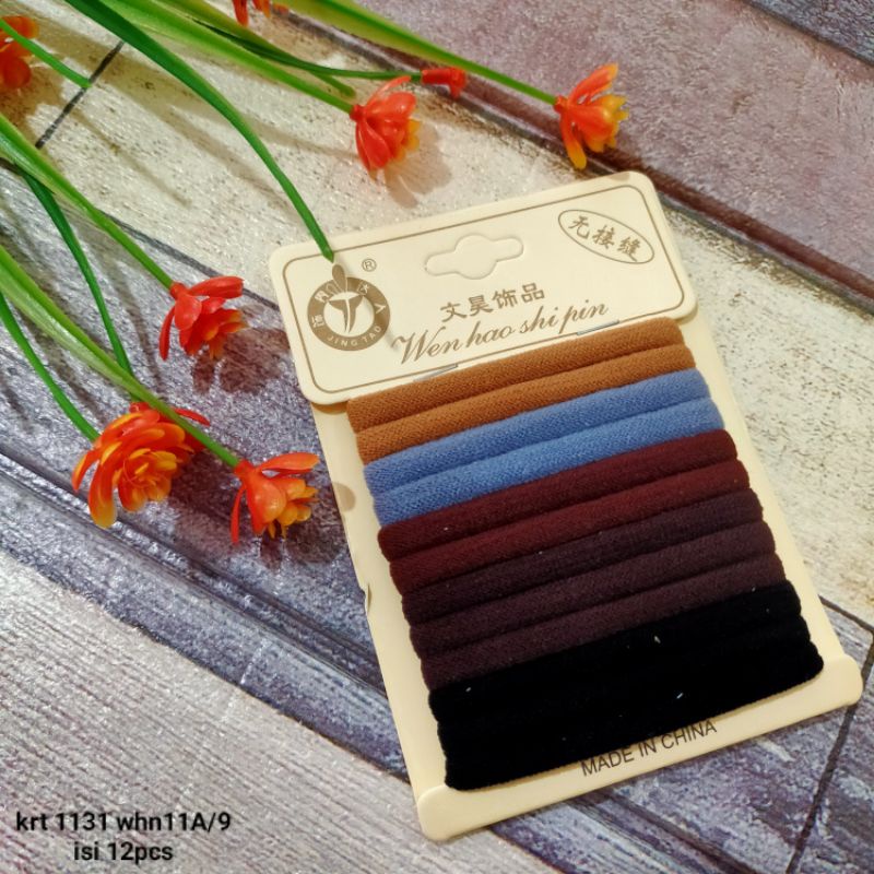 Karet Ikat Rambut Polos Elastis Aneka Warna Isi 8pcs / Kuncir Rambut Anti Melar KRTBA4853-27-7