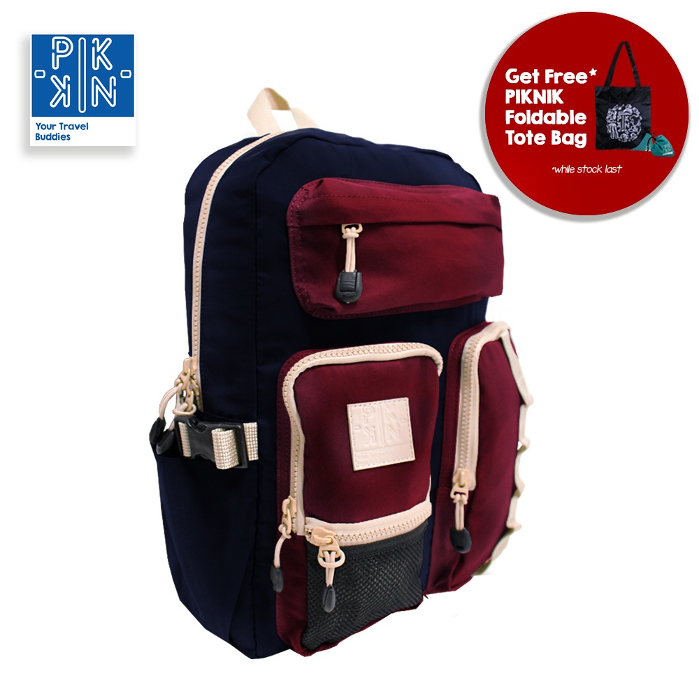 Tas Ransel / Tas Travel / Backpack Piknik Colombo ( Navy Maroon ) + Totebag-1