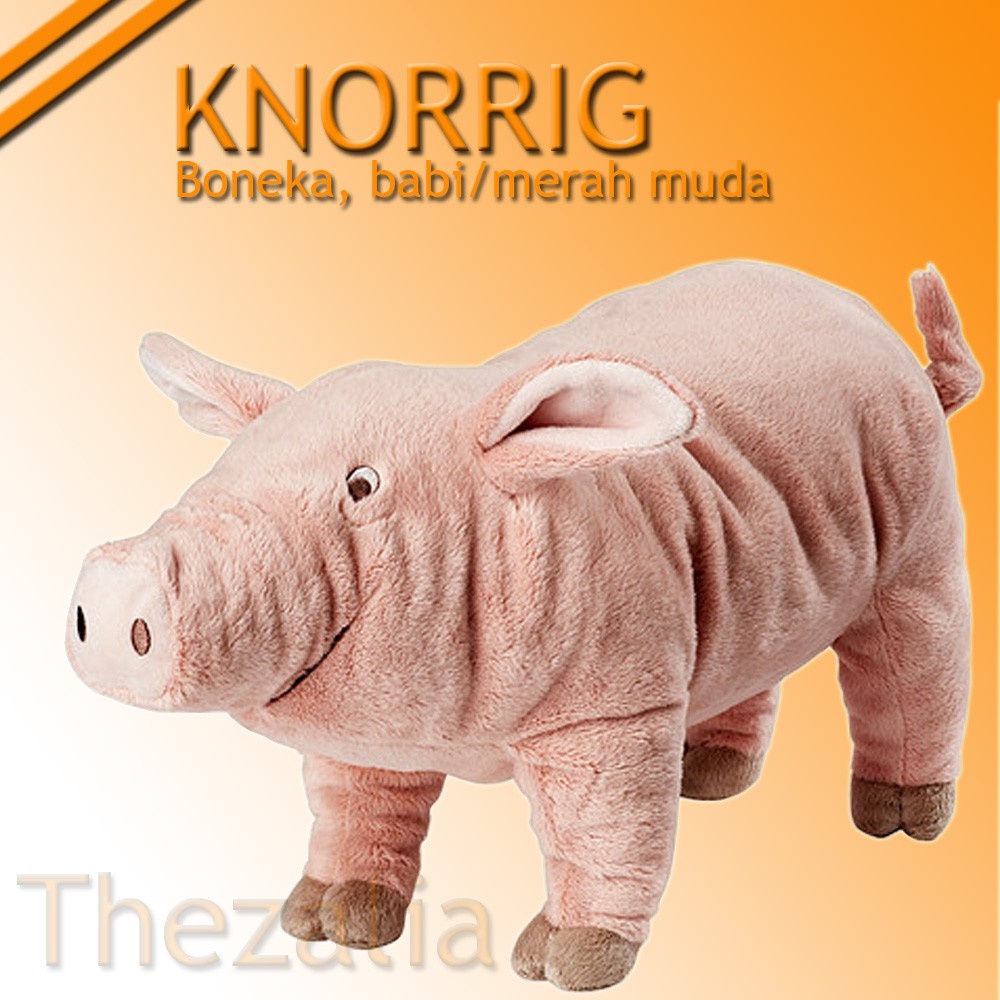 KNORRIG Boneka babi merah muda / boneka babi mainan anak