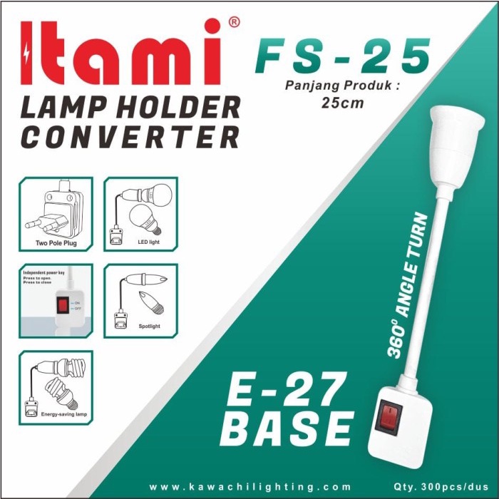 Itami Fitting Colok Flexible E27 25 Cm FS 25 Saklar Fiting Multifungsi