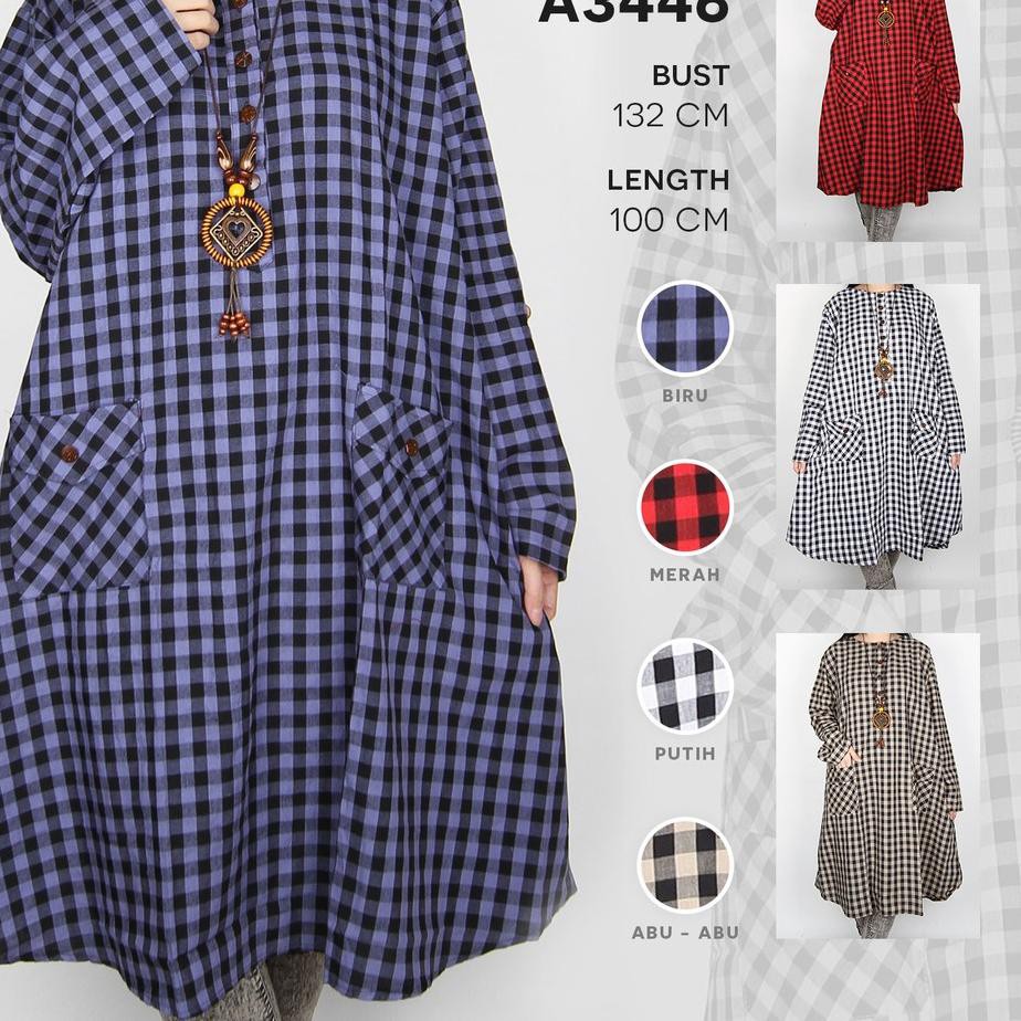 5.5 BIG SALE FASION Maliju Tunik Jumbo Kotak Busui Katun Lengan Serut - A3446