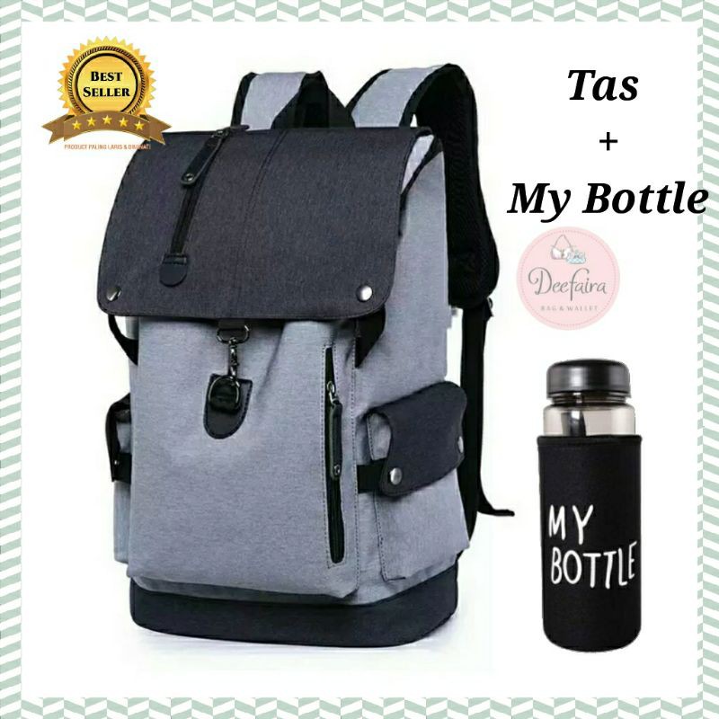 Tas Backpack Laki Laki Tas Sekolah Ransel Bomber Plus My Bottle