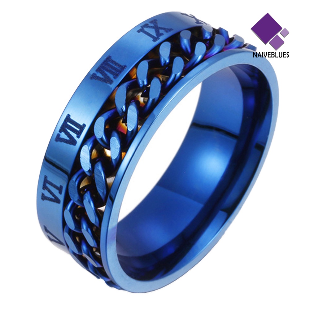 Naiveblue Cincin Titanium Steel Model Rantai Twist Gaya Roma Untuk Unisex / Pria / Wanita / Pesta / Hadiah